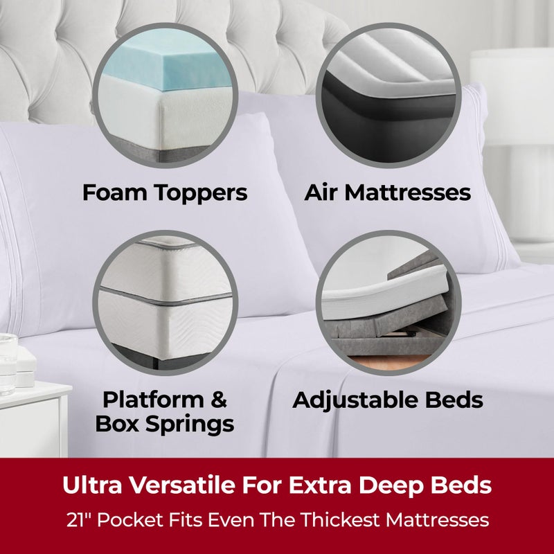 Mellanni Extra Deep California King Sheets - 4 PC Iconic Collection Bedding - Hotel Luxury, Ultra Soft, Cooling Bed Sheets - Wrinkle, Fade, Stain Resistant (Cal King, Lavender) - Image 2